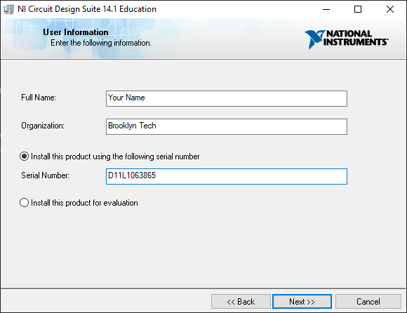 NI Circuit Design Suite Education Serial Number